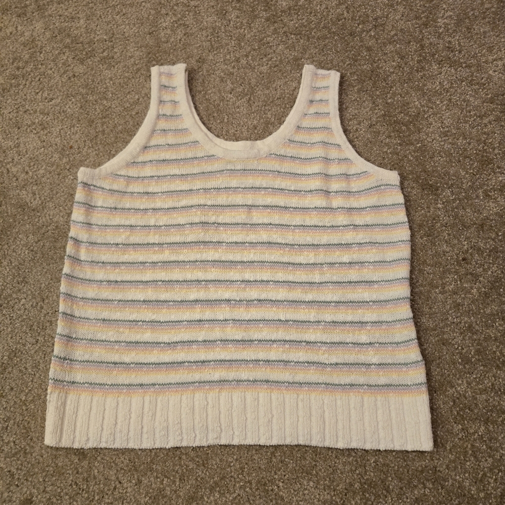 LOFT Women's Colorful Striped Knit Tank Top Size Medium